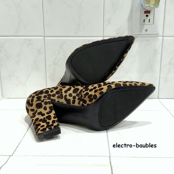 Nine West Blare Pony Hair Cheetah Print Block Heel 8.5M - EUC - Picture 7 of 14